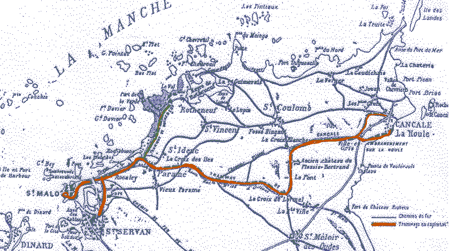 Carte des lignes de tramway Saint-Malo – Rothéneuf – Cancale